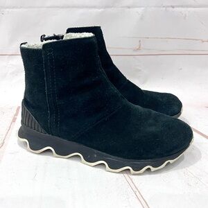 Sorel Kinetic Waterproof Suede Faux Shearling Lined Short Ankle Winter Boots